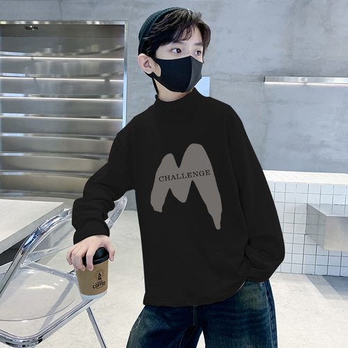 Y2415# Boys' Medium/Large Spring/Autumn Long-Sleeve Hooded Top Stylish Streetwear Korean Style Versatile Top