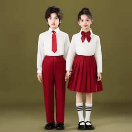 十一儿童合唱团演出服朗诵红歌爱唱祖国红色小学生红领巾服装