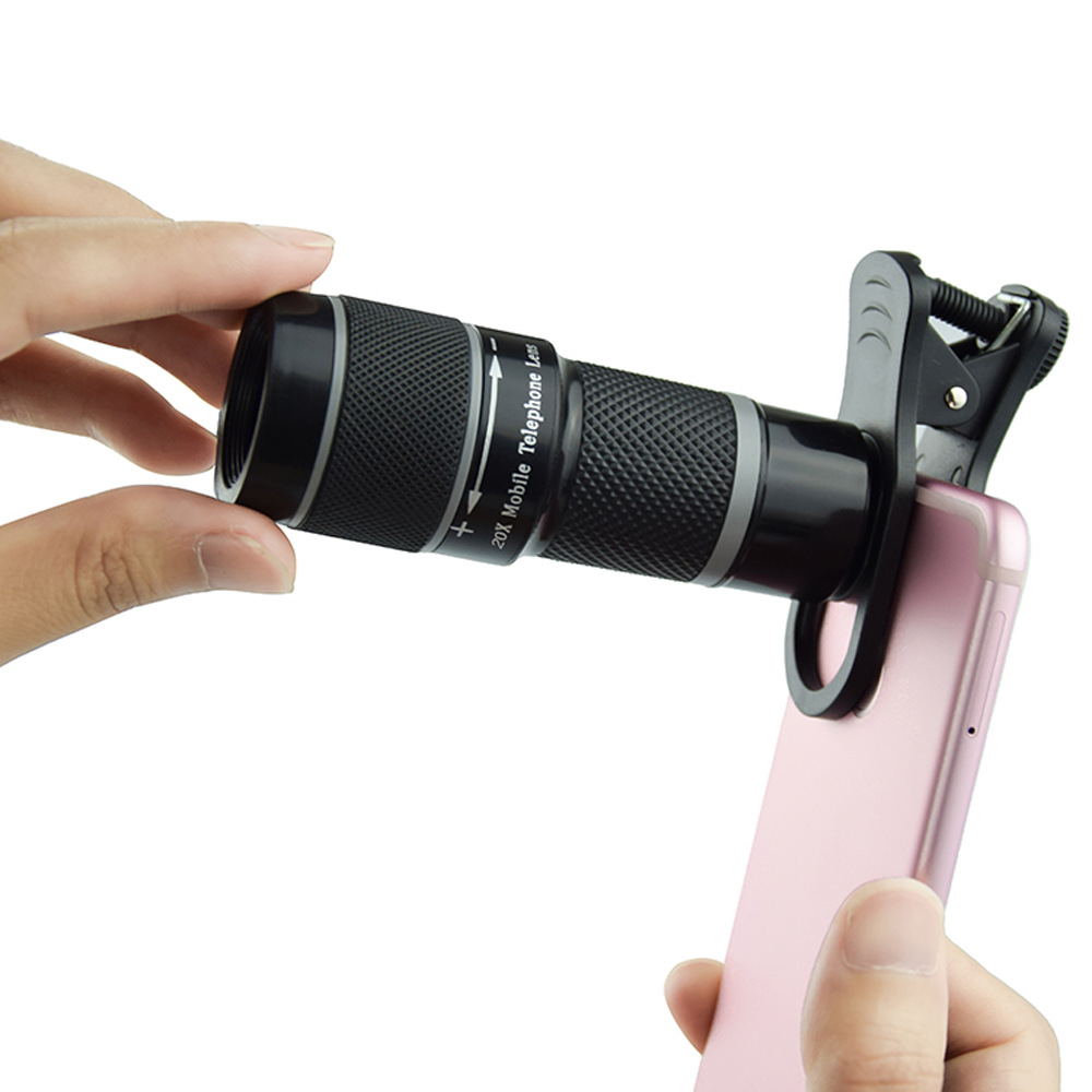 Lente de teléfono móvil 20 veces nueva fotografía HD externa foco ajustable teleobjetivo inteligente