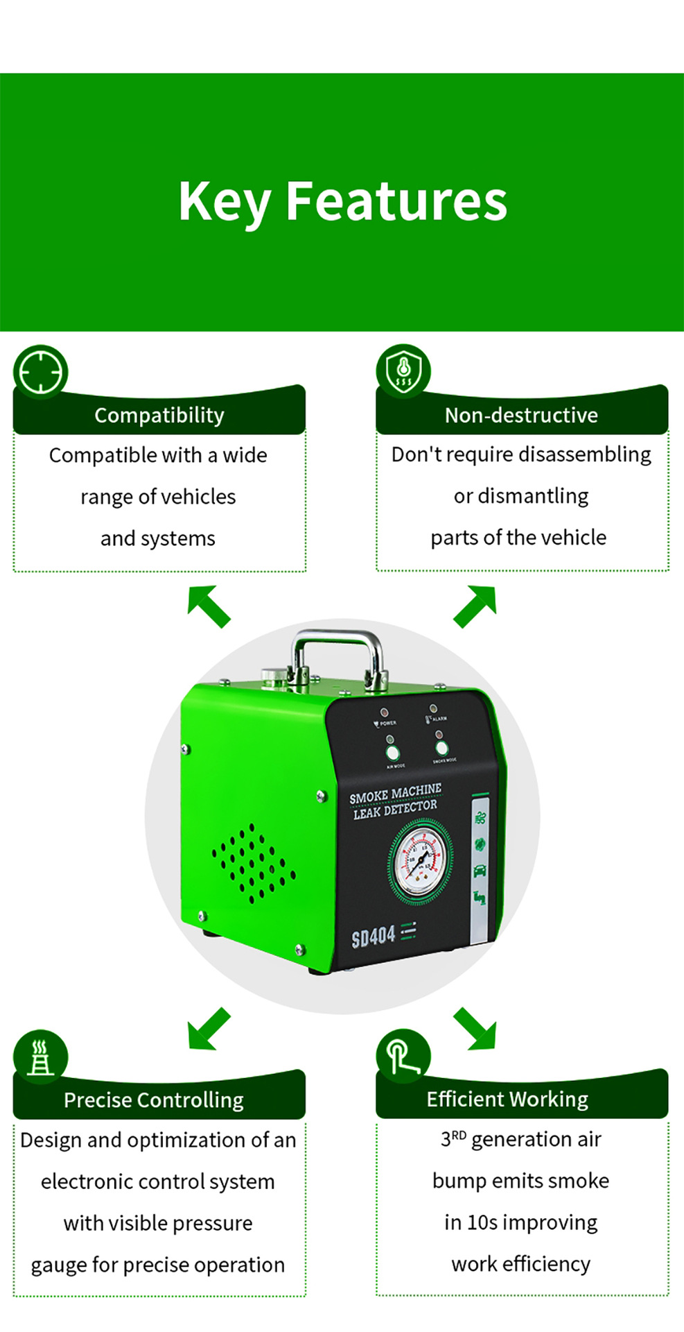 Factory car failure side leakage smoke machine SD404 truck engine oil exhaust pipe leakage detection instrument