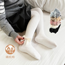 跨境货源大蝴蝶结直条儿童连裤袜春秋薄款大PP宝宝婴幼儿打底袜裤