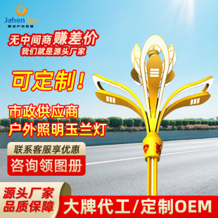 Chinese-Style Outdoor Municipal Road Lighting 10.12m Magnolia Lamp Eight-Prong Nine-Flame Landscape Lamp Street Light High Pole