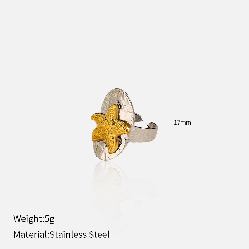 Anillo de acero inoxidable de oro de acero de dos colores, estilo de lujo ligero y estilo de estilo, anillo de acero de titanio abierto