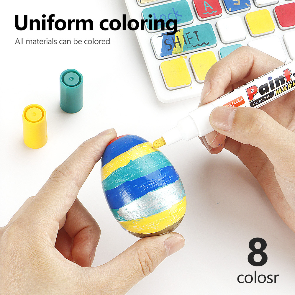 Bolígrafo de pintura de doble cabezal de color de venta caliente transfronterizo, bolígrafo de pintura impermeable para neumáticos de automóvil, marcador aceitoso que no se desvanece