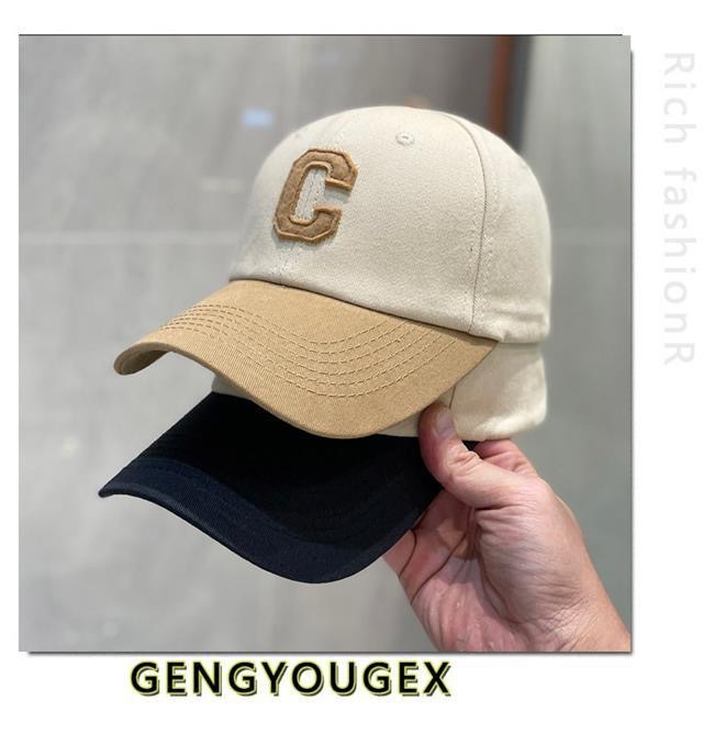 Cappello colorato con la lettera C e la lingua d'anatra per uomo e donna, primavera e autunno, moda Instagram versatile, coppia, mostra il viso, piccolo_voghion.com