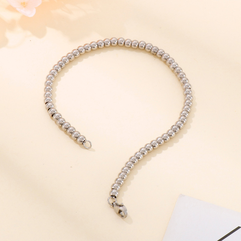 Fashion Stainless Steel Lobster Clasp Diy 4mm Ball Bracelet Ladies String Beads Chainpicture2