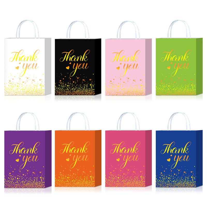 Cross-Border Thank You Star Dot Gold Hot Stamping Satchel Paper Bag High-End Shopping Strong and Durable Paper Bag Cross-Border Thank You Star Dot Gold Hot Stamping Satchel Paper Bag High-End Shopping Strong and Durable Paper Bag