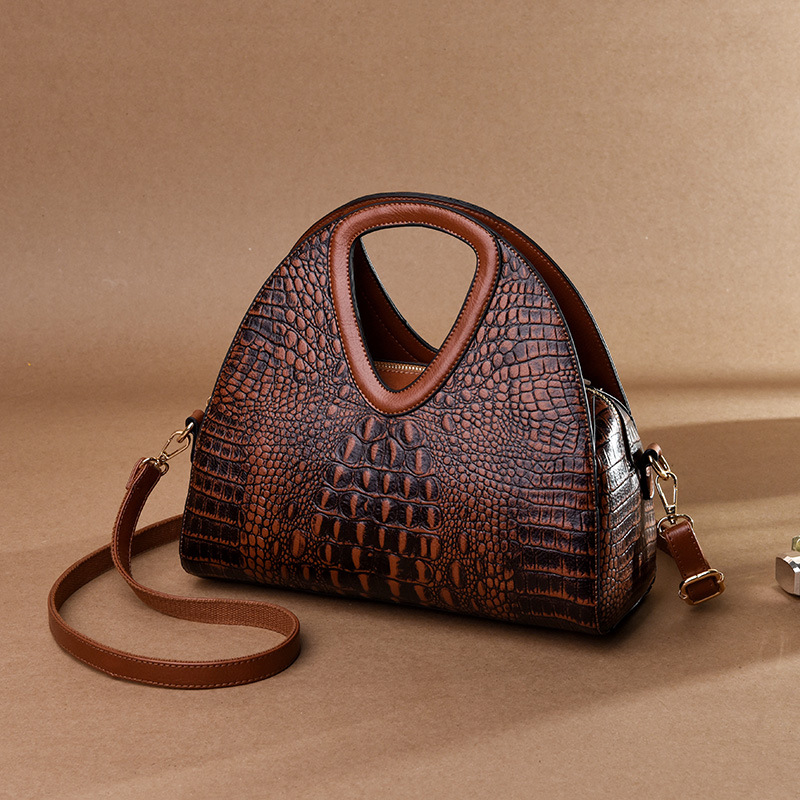 Women's Fashion bags Shoulder Crossbody Embossed Soft Leather Middle-aged Vintage Handbag_voghion.com