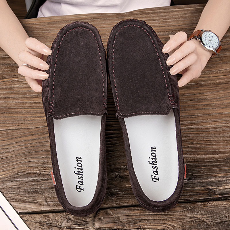 Transfronterizos chatarra Hot Bean zapatos de cuero de hombre esmerizado zapatos de cuero casuales zapatos perezosos con suela suave coreana tendencia británica