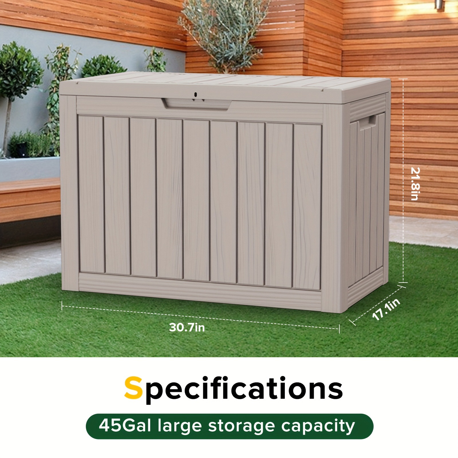 46 Gallon Outdoor Storage Deck Box Resin Deck Box Caja de la terraza de almacenamiento