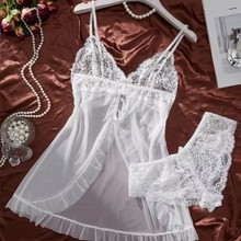 欧美 睡衣女性感V领蕾丝吊带多色套装情趣内衣批发亚马逊跨境货源