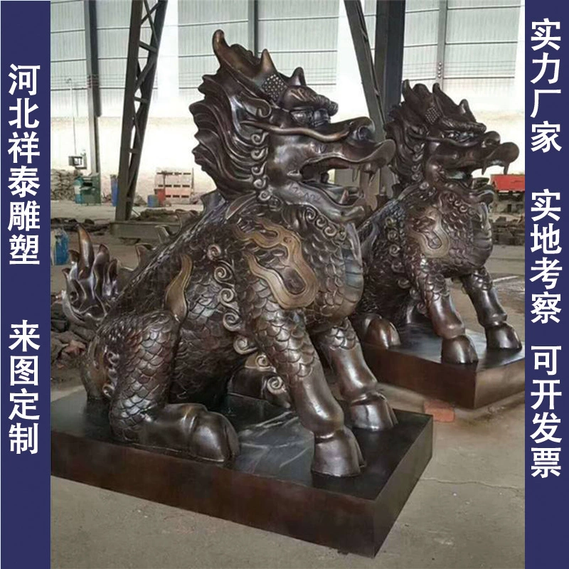 2 м чистая медная скульптура единорога для украшения отеля