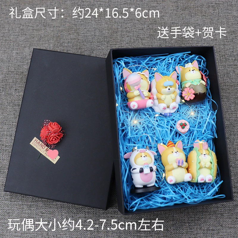 Новинка милый бургер Корги модель tide play blind box девочка сердце настольный сетевой декор декоративная красная машина интерьер