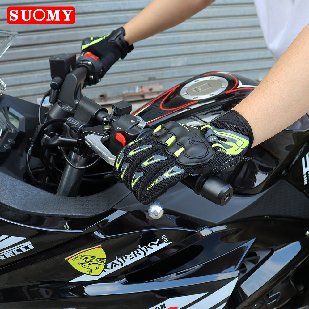 Manufacturer Suomy Motorcycle Touchscreen Gloves, Thin Mesh Breathable, All-Season Motorcycle Racing Anti-Fall Protection Full-Finger Gloves