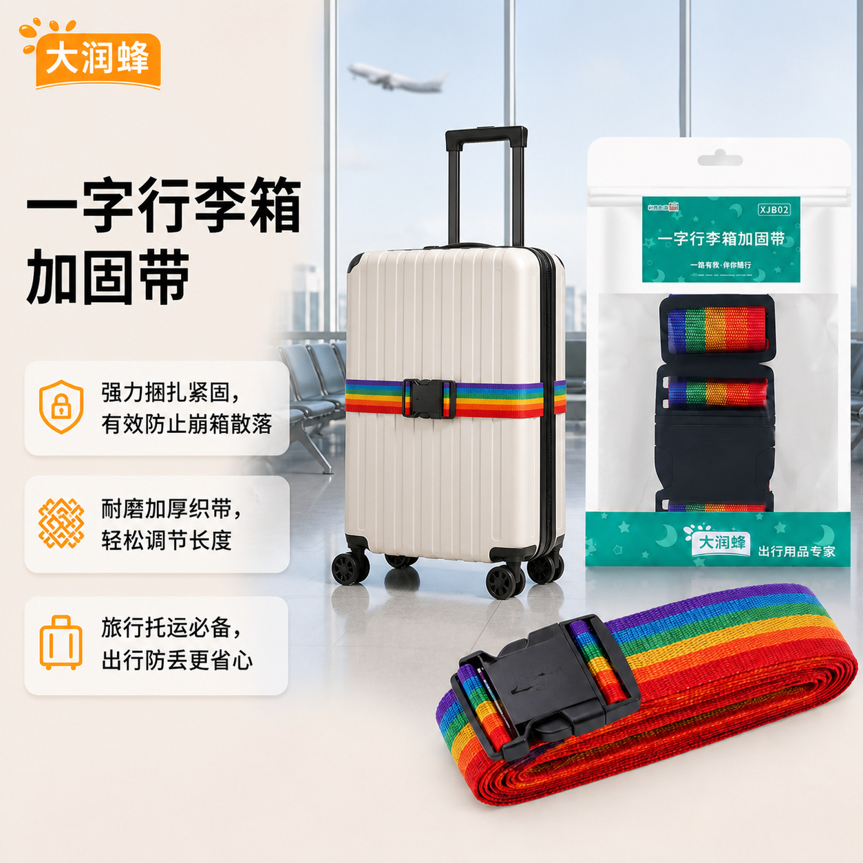 Thickened explosion-proof luggage strap, reinforced packing strap, colorful wear-resistant travel binding strap wholesale