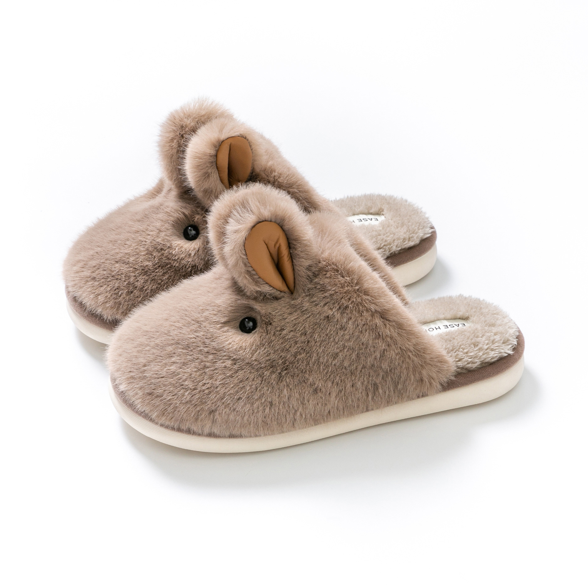 thumbnail image 1 of Zapatillas de algodón de conejo de Jade para mujer, invierno, dibujos animados lindos Baotou, pareja en casa, padres e hijos, hombres, uso doméstico peludo, 1 of 5
