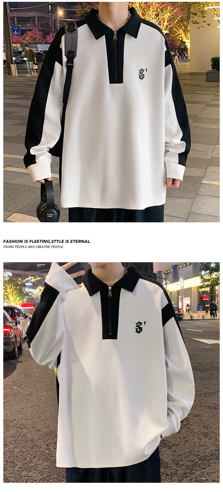 Herren Half-zip Polo Sweatshirt Mit Stehkragen Locker Geschnitten_voghion.com