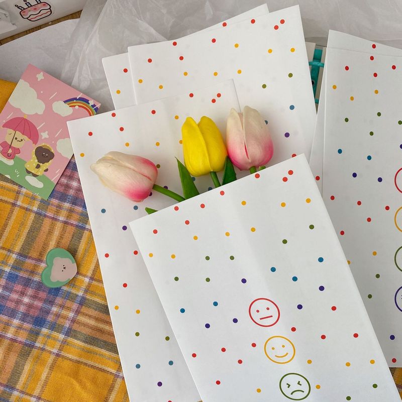 ins Japanese and Korean Style Rainbow Bear Kraft Paper Bag Gift Bag Jewelry Bag Packaging Bag Cute Wave Dot Paper Small Bag