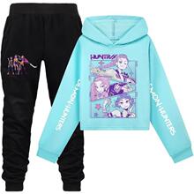 T 93523 Kpop Girl Short Hoodie Set Ůͯ��������װ