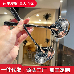 ステンレス製スープスプーン、韓国風厚みのある大きなヘッドスプーン、家庭用スープとお粥スプーン、スープシェルキッチン用品