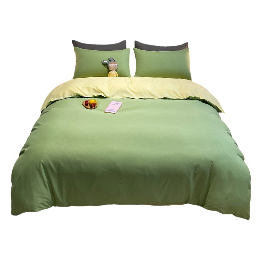 工場卸売りベッドの純色水洗綿4点セットベッド用品シーツセット学生寮3点セット