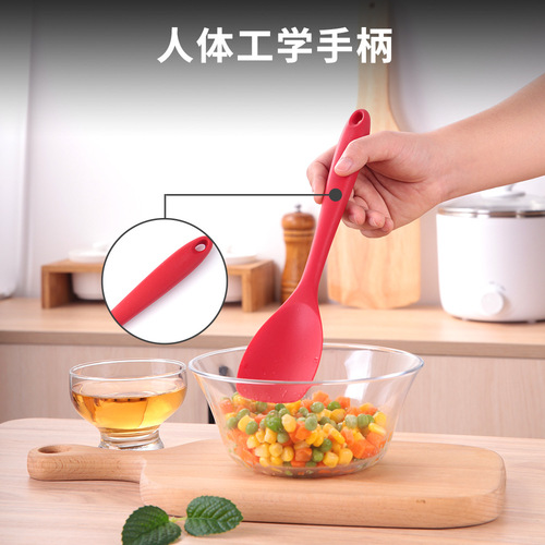 High temperature resistant and insulated silicone kitchenware integrated kitchen cooking spoon tool mixing spoon anti-scalding spatula salad more