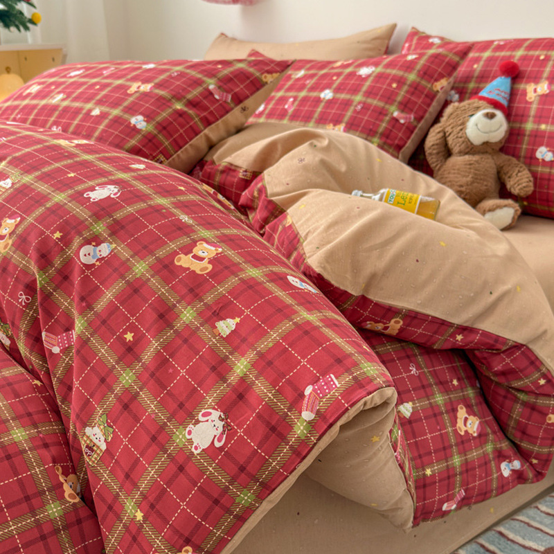 Cubierta de edredón de algodón de dibujos animados para estudiantes de una sola pieza de algodón puro 150x200x230 cubierta de edredón dormitorio individual 1.5 pieza de cuatro piezas