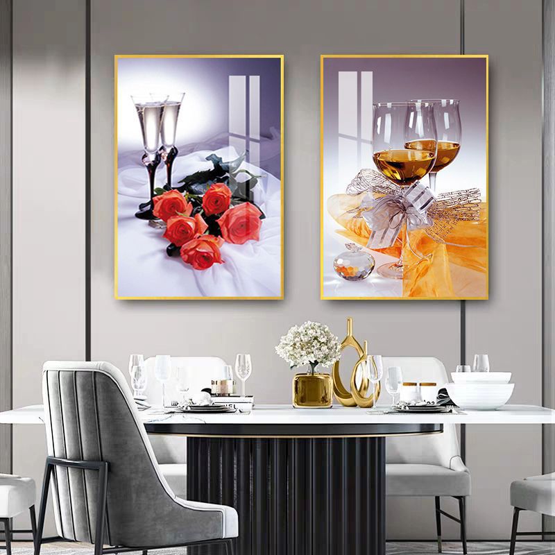 Pintura decorativa de comedor simple mesa de comedor cuelga pinturas de porcelana de cristal de fondo pinturas murales sin perforación