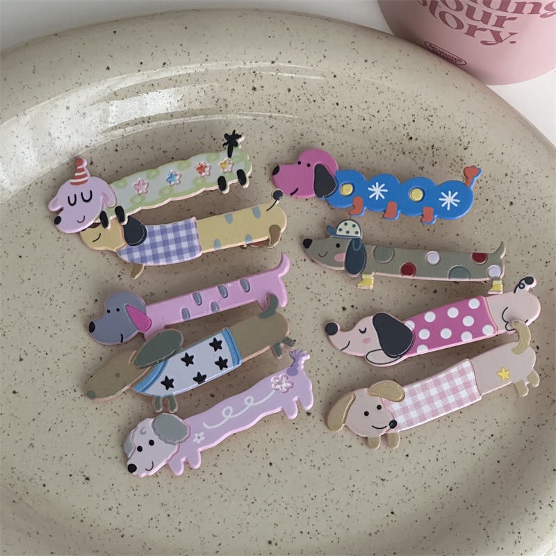 Forcina per capelli a forma di cucciolo, dolce, ragazza dei cartoni animati, a forma di cuore, a forma di becco d'anatra, lunga, con frangia, fermaglio per capelli spezzati, accessori per capelli Nuovo_voghion.com