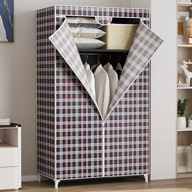 简易无纺布时尚衣柜储物空间家用卧室钢管组装收纳盒衣橱鞋架柜子