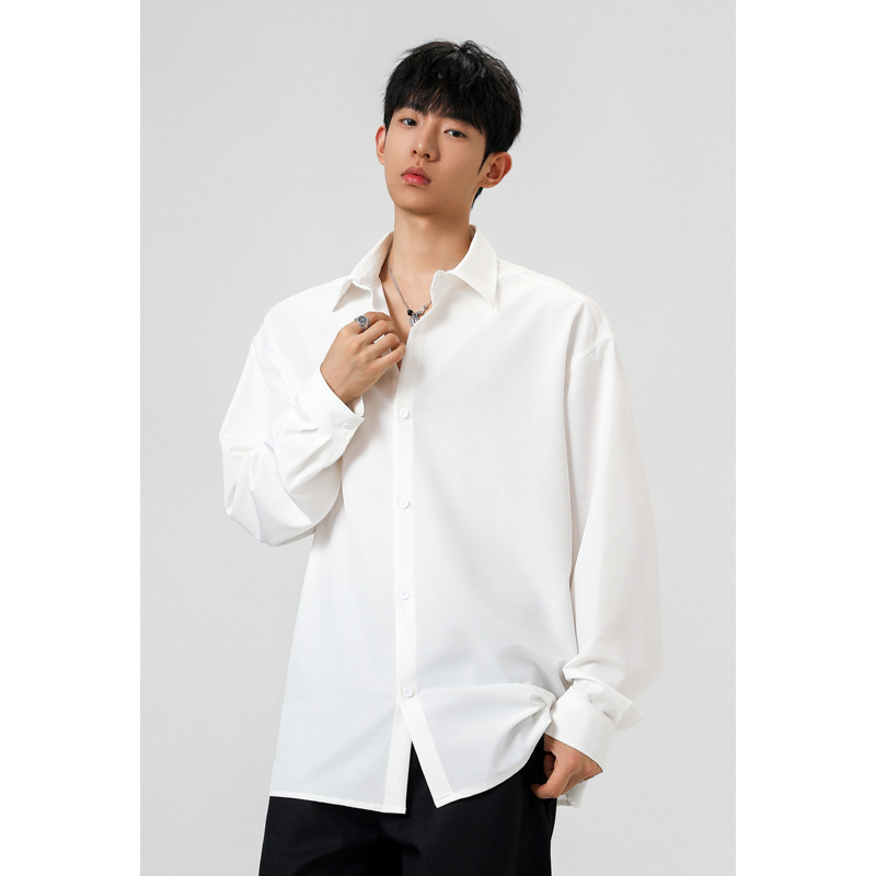 American-Style Cleanfit Basic White Long-Sleeved Shirt for Men and Women, New Autumn Style, Loose and Drapey, Versatile Casual Shirt