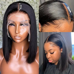 13x4自然な色手织りレースかつらlace bobo wig真 � � かつらカツラヘアカバーhuman hair