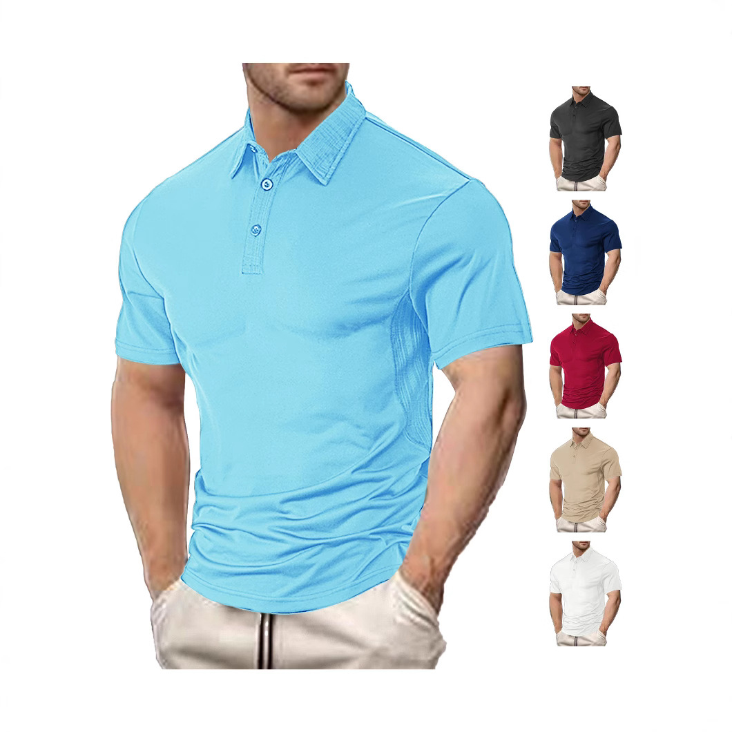Europa y América Amazon temu comercio exterior camiseta de manga corta para hombre moda de verano casual solapa suelta polo de algodón perlado