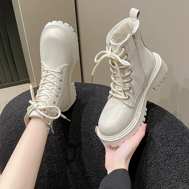 Martin сапоги женские осенние и зимние новые взрывные модели внешней торговли бархатные ретро белые короткие сапоги с толстой подошной британской вентилятор автомобильные сапоги женские