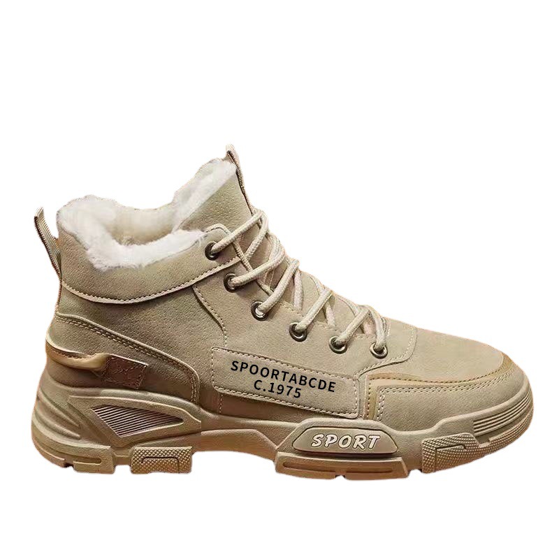 Botas de trabajo de invierno botas de nieve altas para hombres Botas Martin casuales forradas de lana zapatos acolchados de algodón cálido zapatos de protección laboral de suela gruesa