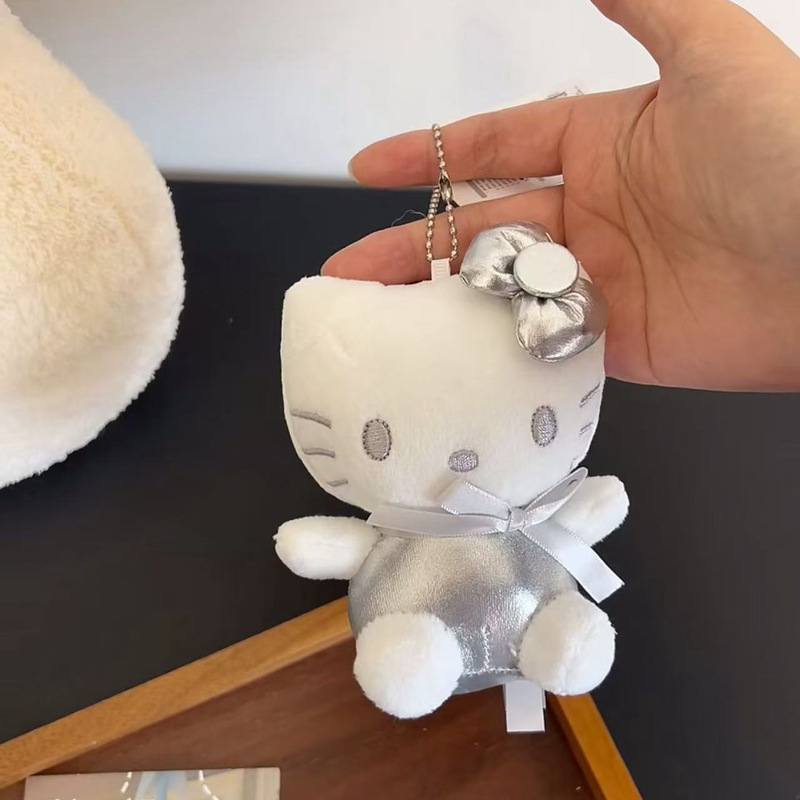 シルバーホワイトハローキティかわいい人形女の子スクールバッグペンダントバッグ人形カップルガールフレンドギフト|undefined
