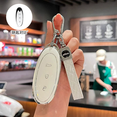 01 Key Bag Nano 01 | Car key bag - silver-edge-white-single-shell-carabiner