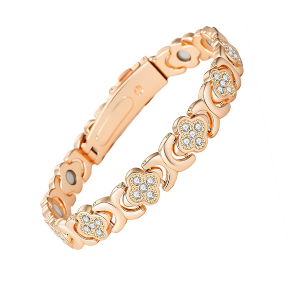 European and American Cross-Border Popular Magnet Bracelet Fashion Light Luxury Clover Diamond Watch Buckle Magnet Bracelet Bracelet for Women
