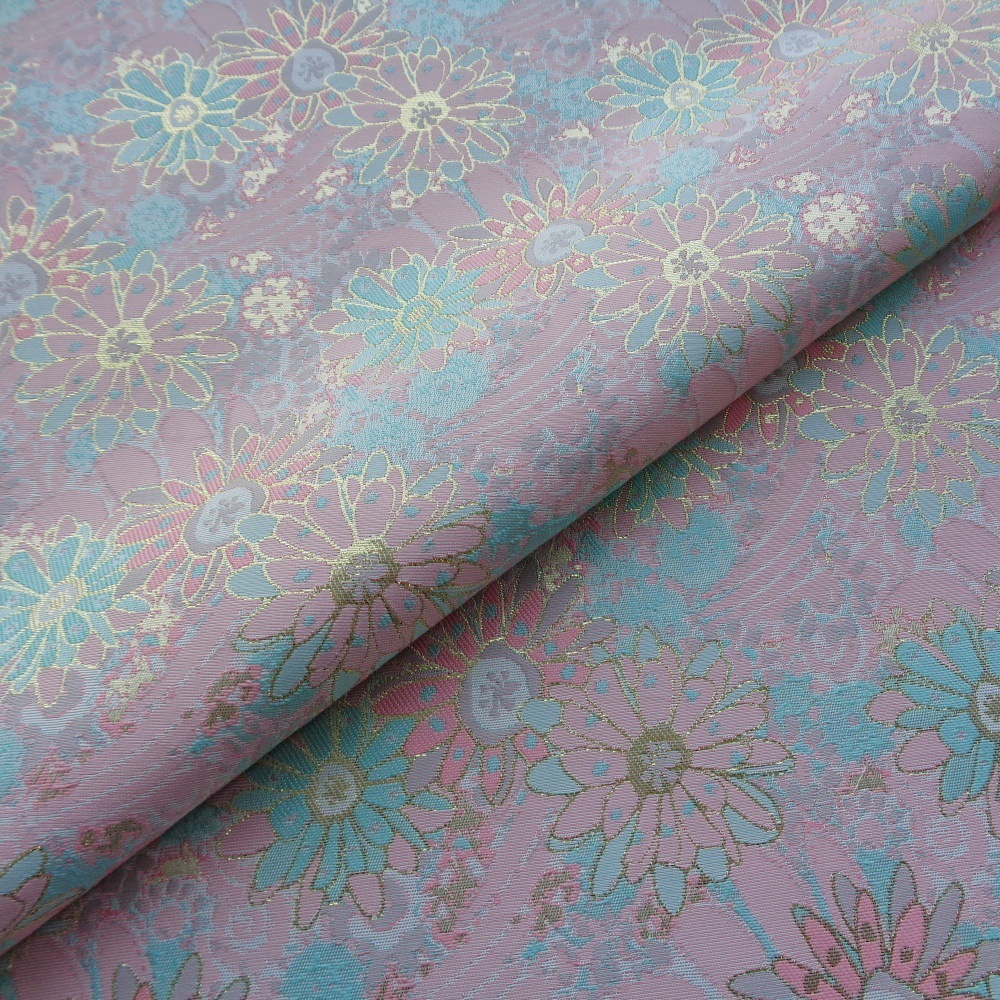 现货中式色织提花服装面料YX5102金边三朵太阳花织绵连衣裙马面裙