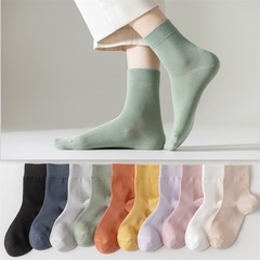 襪子女夏天薄款透氣純棉夏季防臭中筒白色諸暨日系黑色女士長襪潮