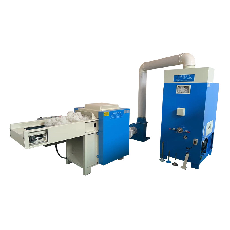 Máquina de llenado de algodón de puerto único pequeño completamente automática máquina de llenado de algodón de ropa textil comercial máquina de llenado de algodón de juguete de felpa fabricante