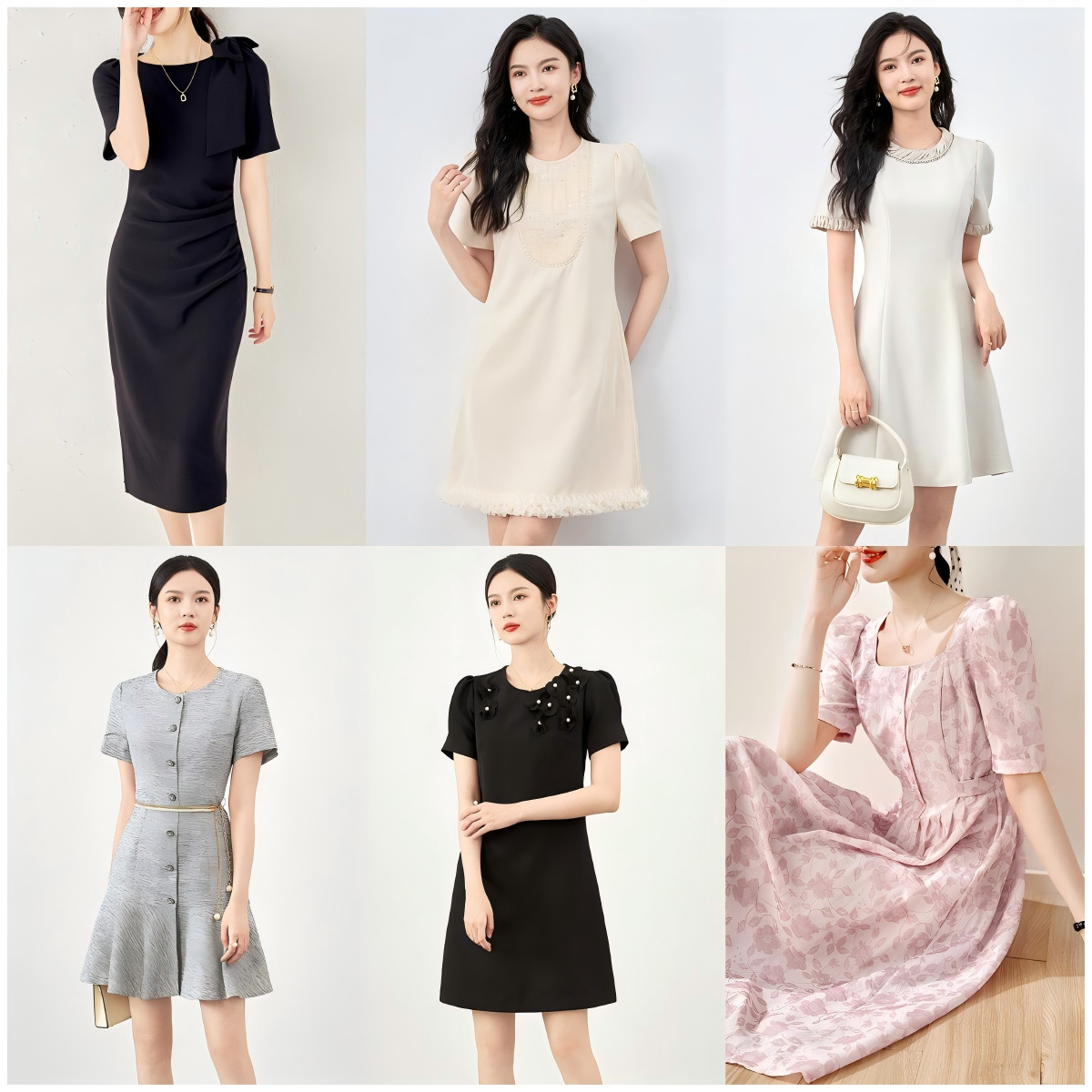 Đầm suông nữ midi hè da đen — 2415605 - Da đen