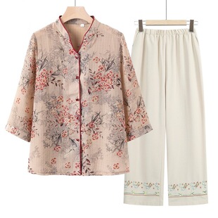 Mom's New Spring Clothes, Middle-Aged and Elderly Summer Clothes, Grandma's Summer Suits, Shirts, Stylish Tops, Thin Clothes for the Elderly