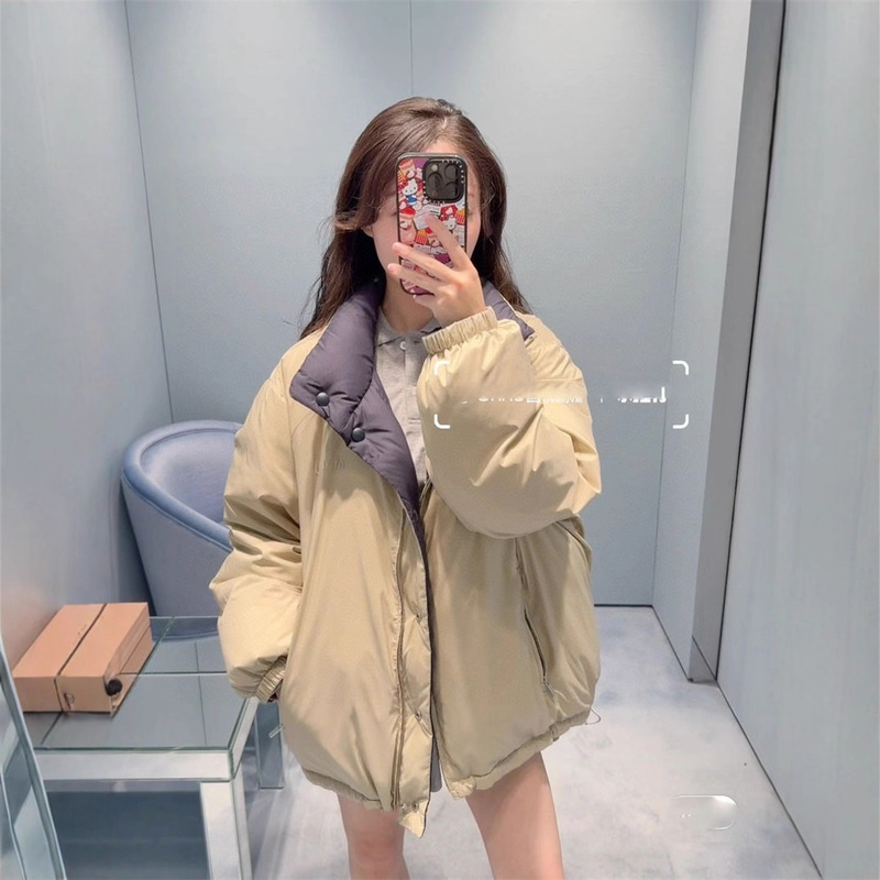 2025秋季新款南油miu可甜可盐气质少女风双面穿立领羽绒服外套女|undefined