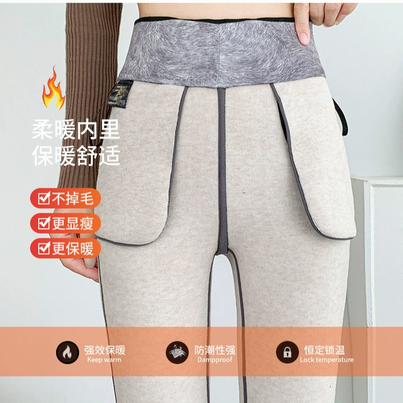 Женские брюки из бархата из норки 100kg размера, черного цвета, с тремя пуговицами, высокой талией, корректирующие живот, на флисовой подкладке, утолщенные узкие брюки из шелка Tencel.