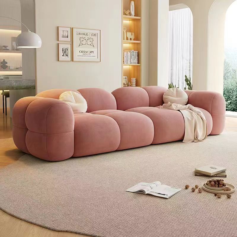 Sofa Living Room Cloud Puff Durable Cat Claw Sofa Advanced Living Room Modern Home Sofa Cream Plaid Sofa