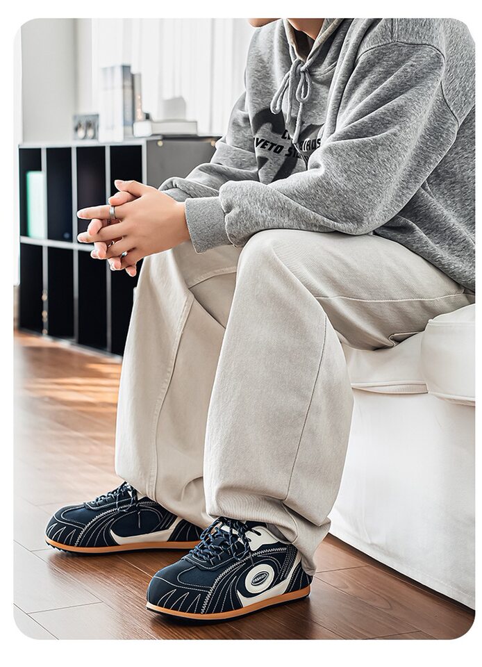 Giày sneaker nam da tổng hợp cổ thấp đế phẳng, kiểu giày tập luyện thể thao — Màu xanh da trời, màu nâu, đen chi tiết 20