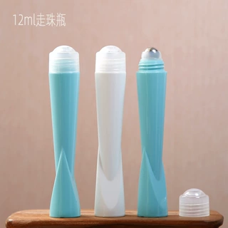 可定制颜色 12ml滚珠瓶PETG化妆品瓶 眼霜走珠瓶驱蚊液瓶蓝色丝印