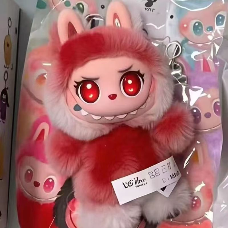 泡マットlabubu 3.0版前方高エネルギーエナメル布公仔ストラップ心マカロン公仔|undefined