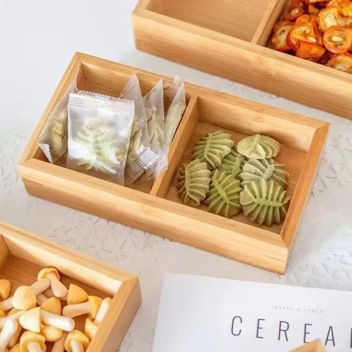 竹木订婚提手干果盒分格干果盘创意结婚早生贵子糖果零食收纳木盒